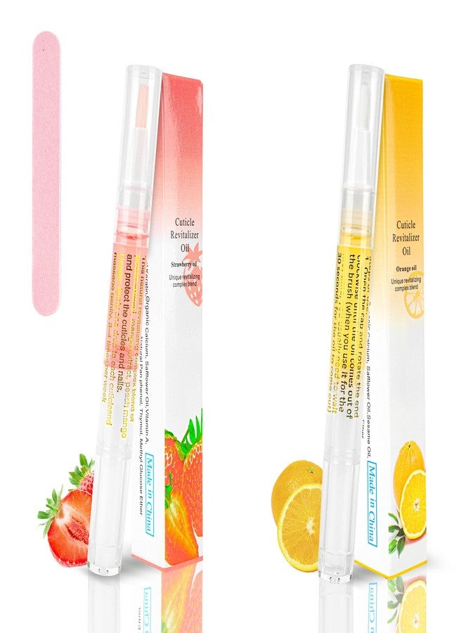 Foncomy 2PCS Cuticle Oil Pen for Nails,Nail Oil Pen for Nail Care,Cuticle Oil for Nails with Nail File,Nail Oil Cuticle Prevent Dry Cracking and Hangnails,Deep Nourishment(Strawberry & Orange Flavor) - Image 1